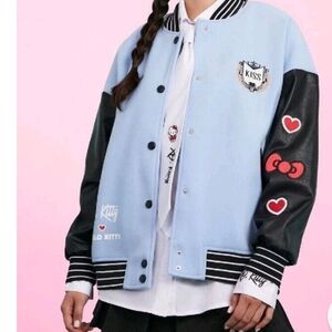XO Hello Kitty × Forever 21 Snap Button Down Varsity Jacket. XL